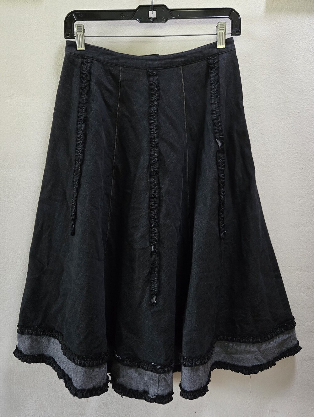 Artsy Ruffled Denim Skirt